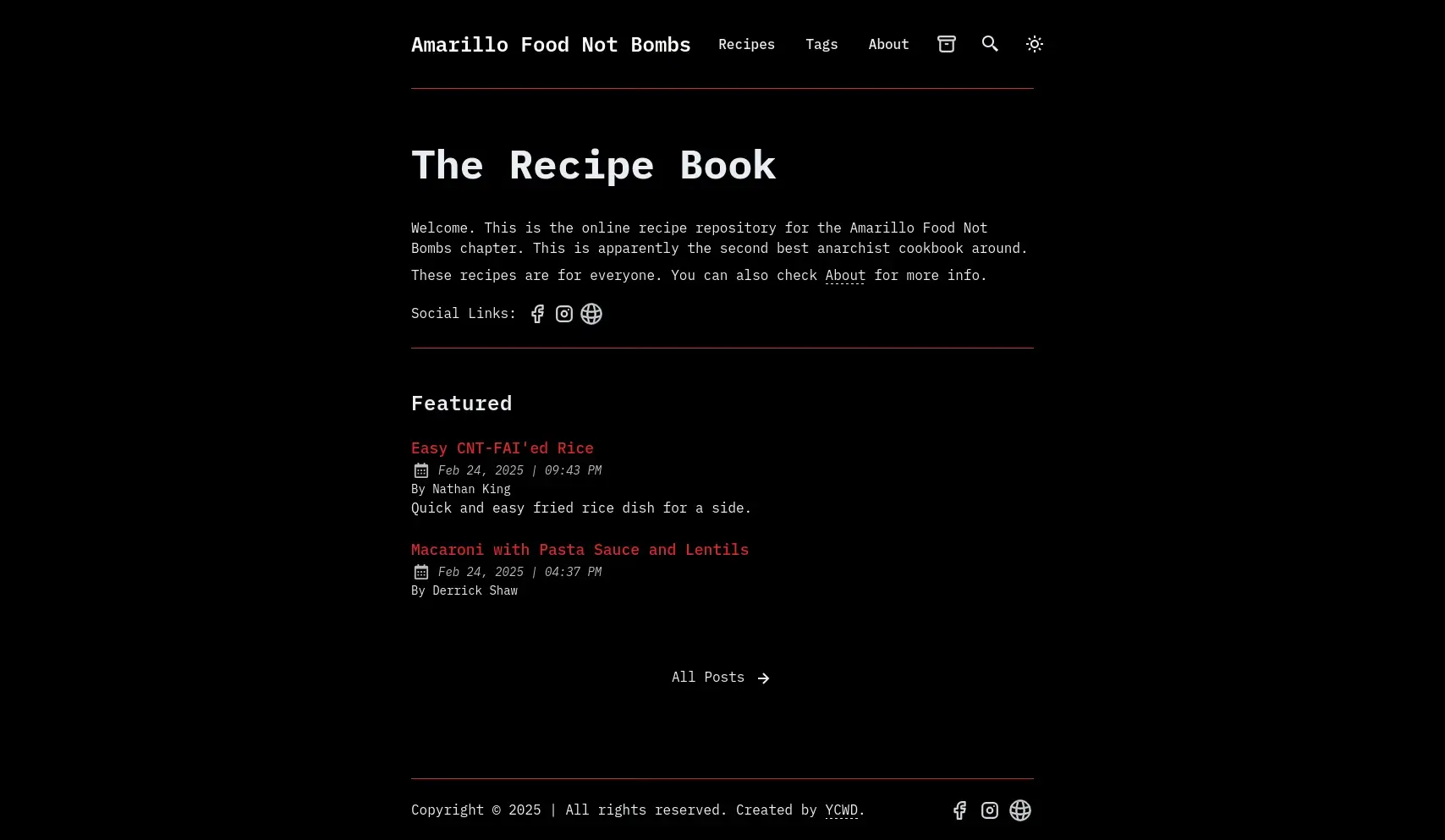 Amarillo Food Not Bombs Recipe Repo